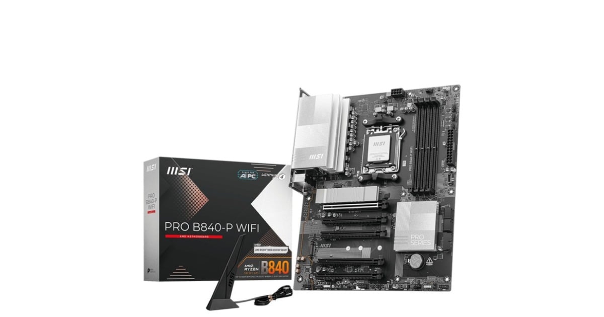 MSIPRO B840-P WIFI socket AM5 moederbord  (Zwart/zilver, RAID, 2.5 Gb-LAN, Wi-Fi 7, BT, Sound, ATX)
