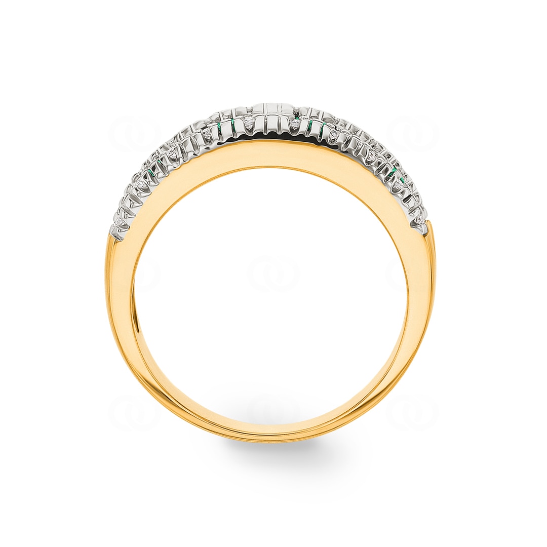 Ring 750/18 K Gelbgold mit Diamanten 0.10 ct H/Si und Saphiren