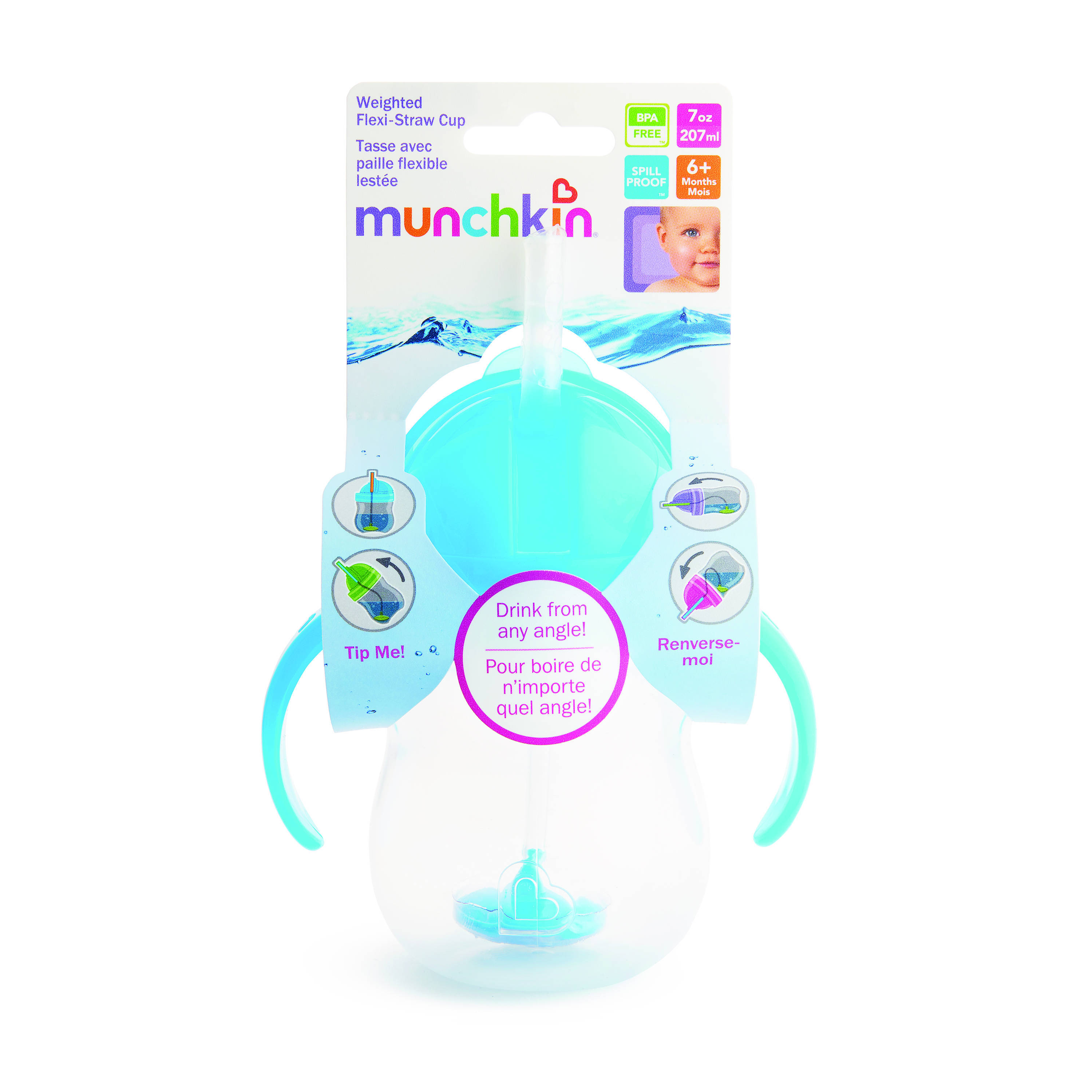 Munchkin Tip & sip drinkbeker met rietje blauw