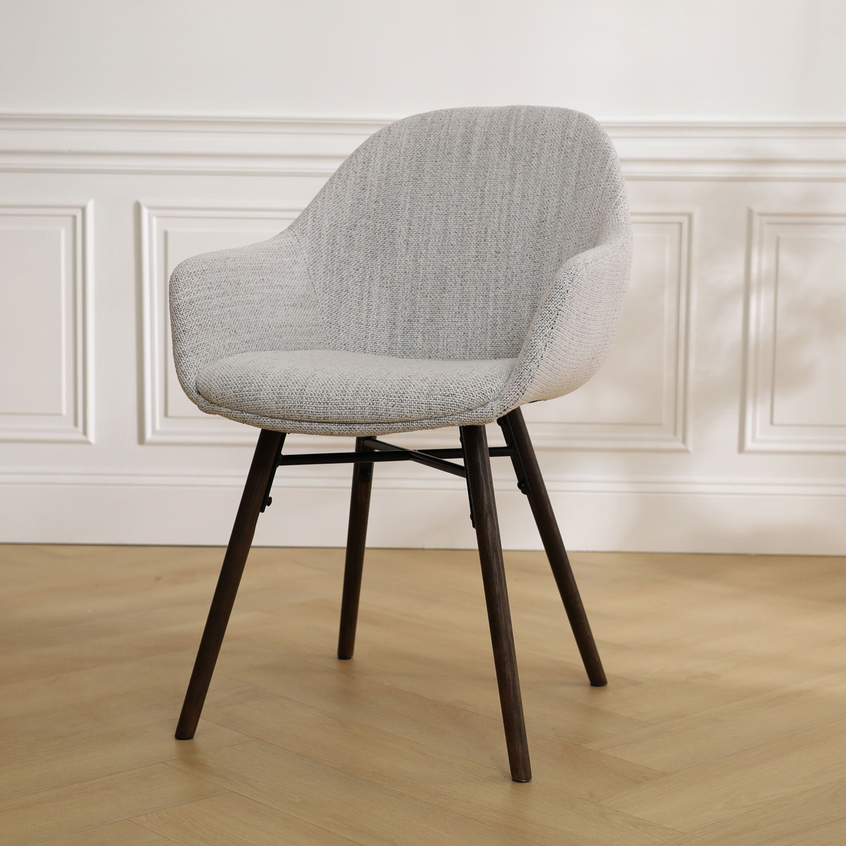 Eetkamerstoel Nena-Mae grijs beige gemêleerd - walnoot