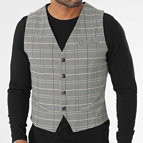 Gilet A Carreaux Beige