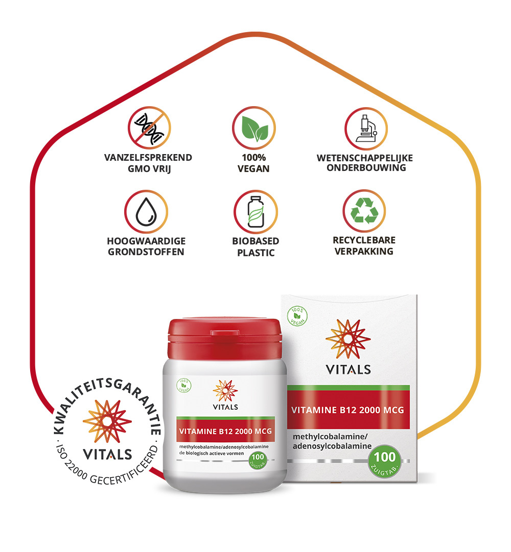 Vitals Vitamine B12 2000 Mcg (100 zuigtabletten)