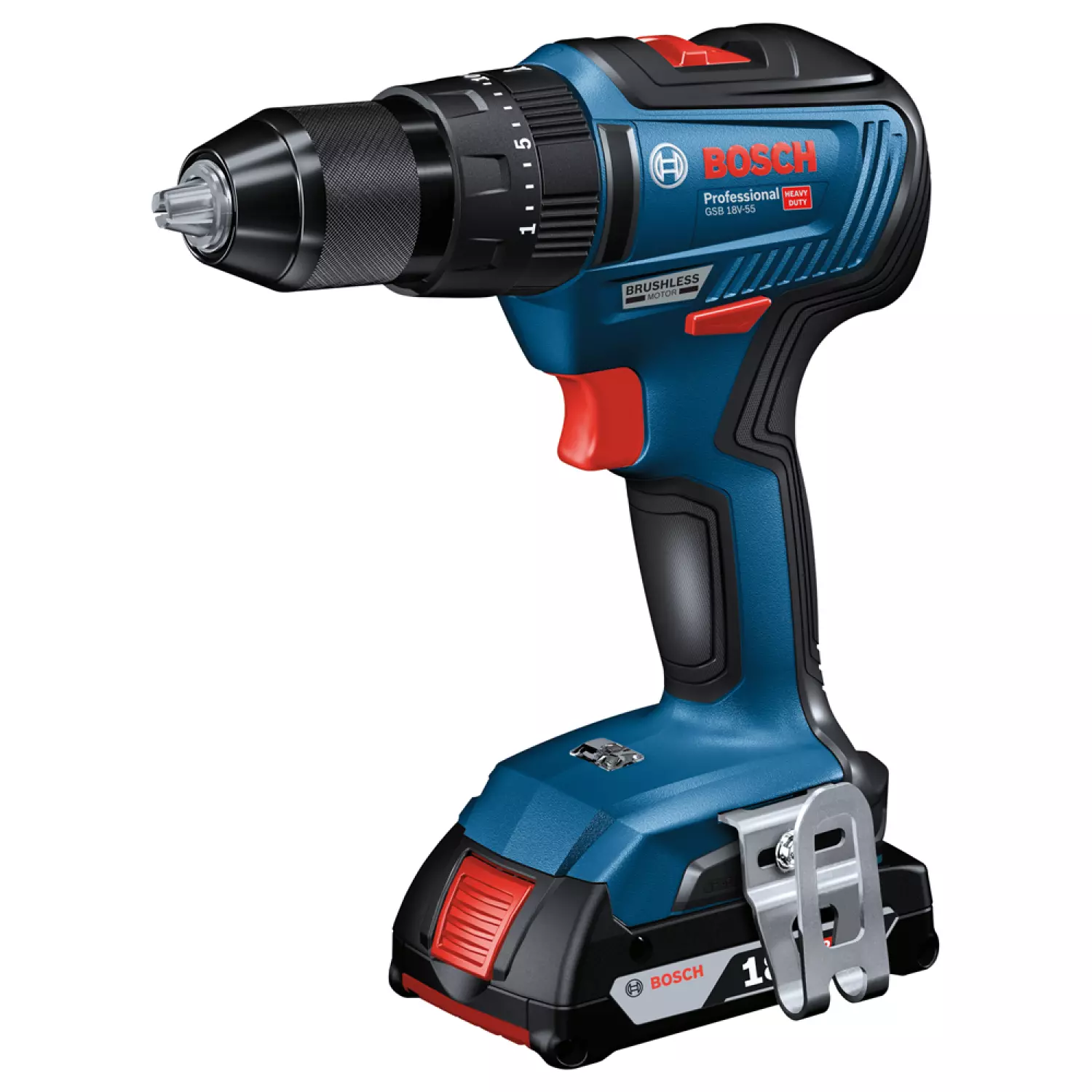 Bosch GSB 18V-55 18V Li-ion Accu schroefklopboormachine set (2x2.0Ah) in L-Case