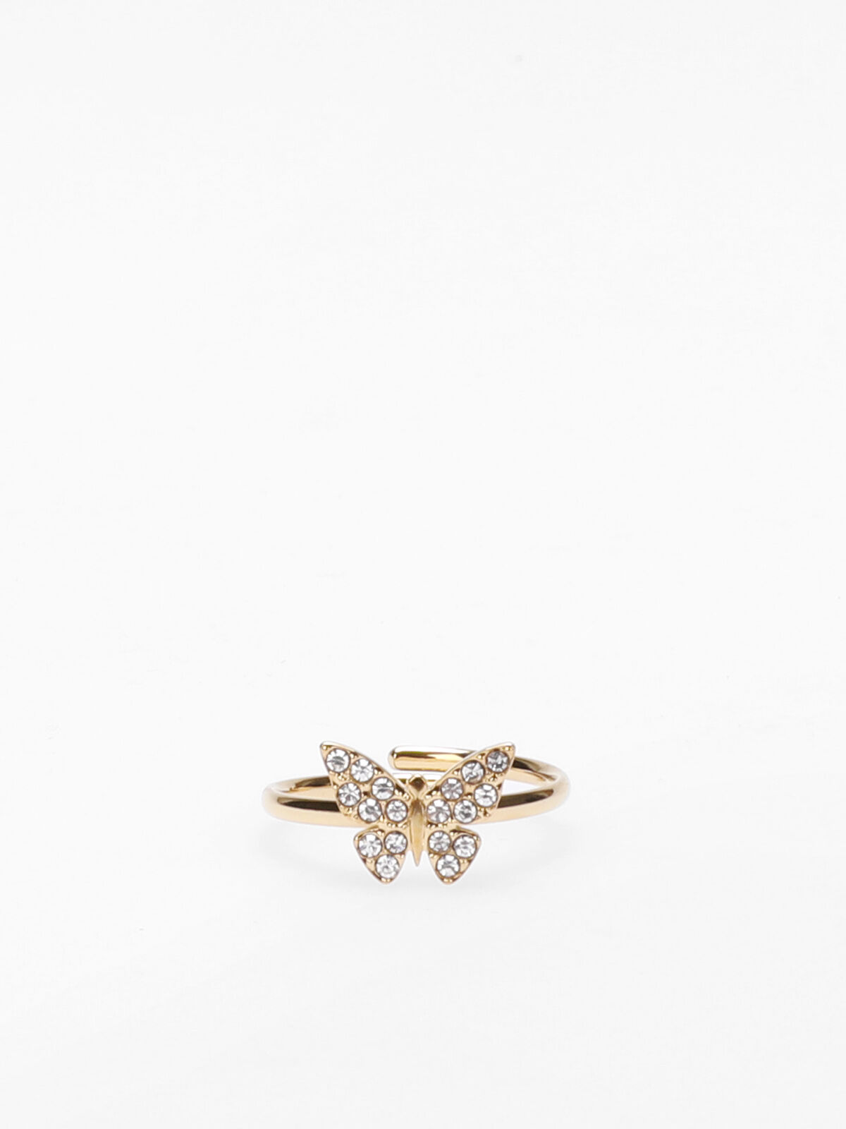 Bague papillon à strass- Doré