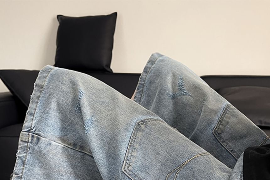 ROOSE - Denim shorts met hoge taille en wijde pijpen