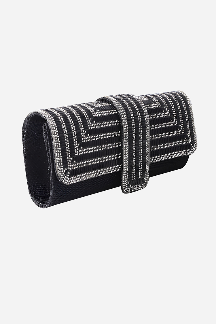Sac à bandoulière  à rayures et strass