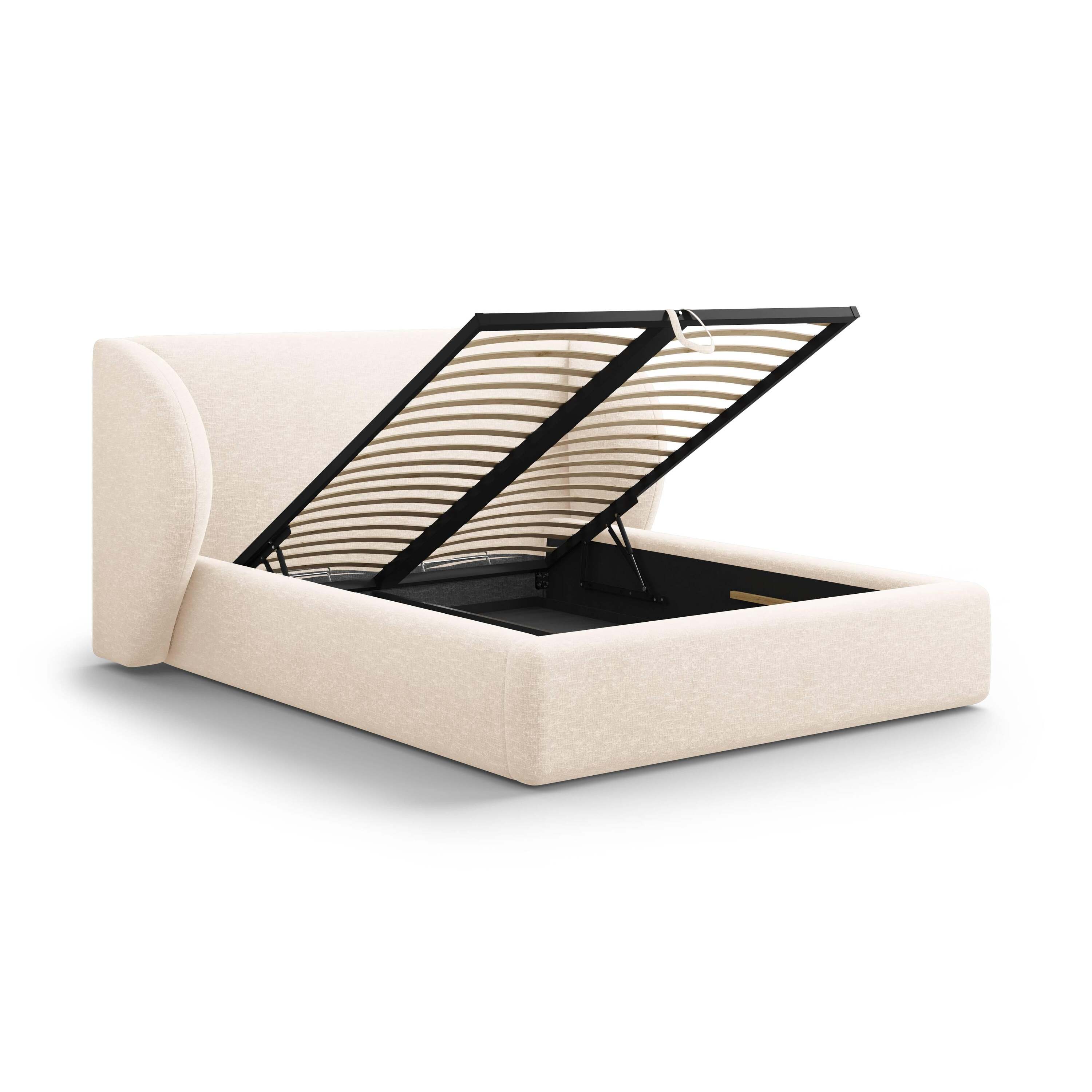 Micadoni Bedframe Miley met Opbergruimte - 160 x 200 cm - Chenille - CrÃ¨me