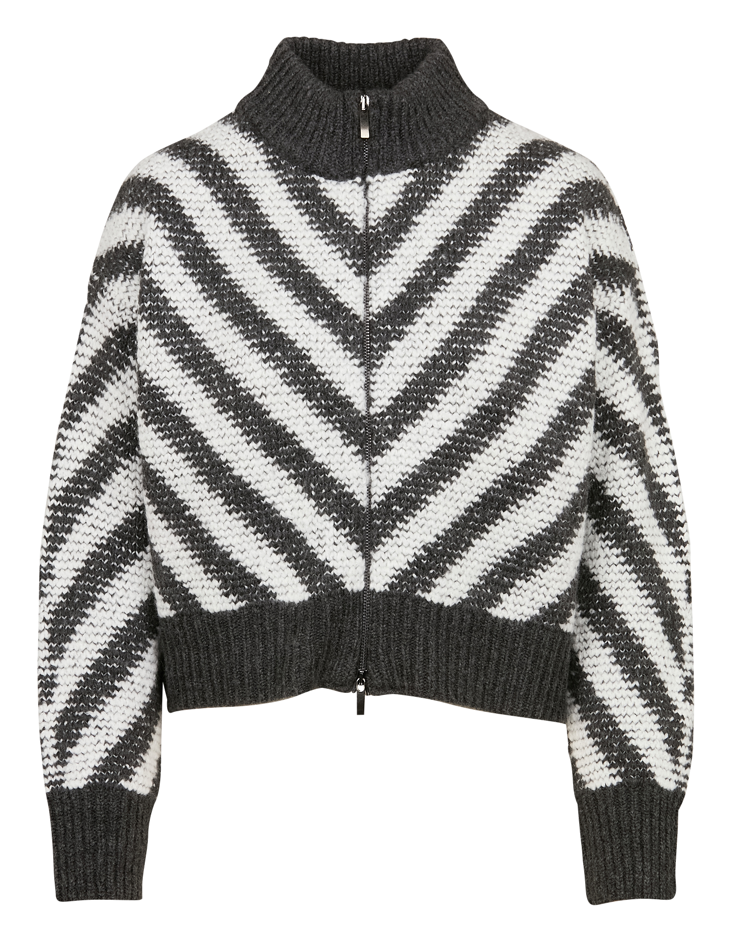 Gilet col montant motif chevrons | Gris