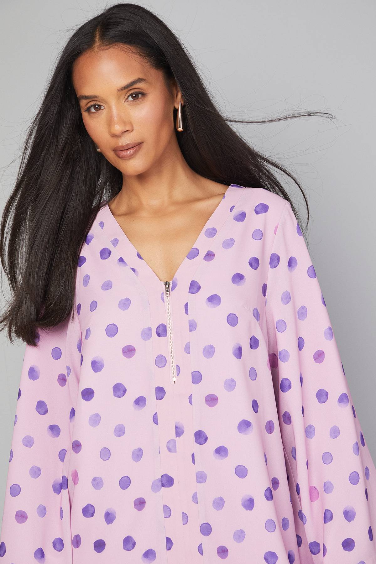 Wallis Robe Droite Zippée à Pois
