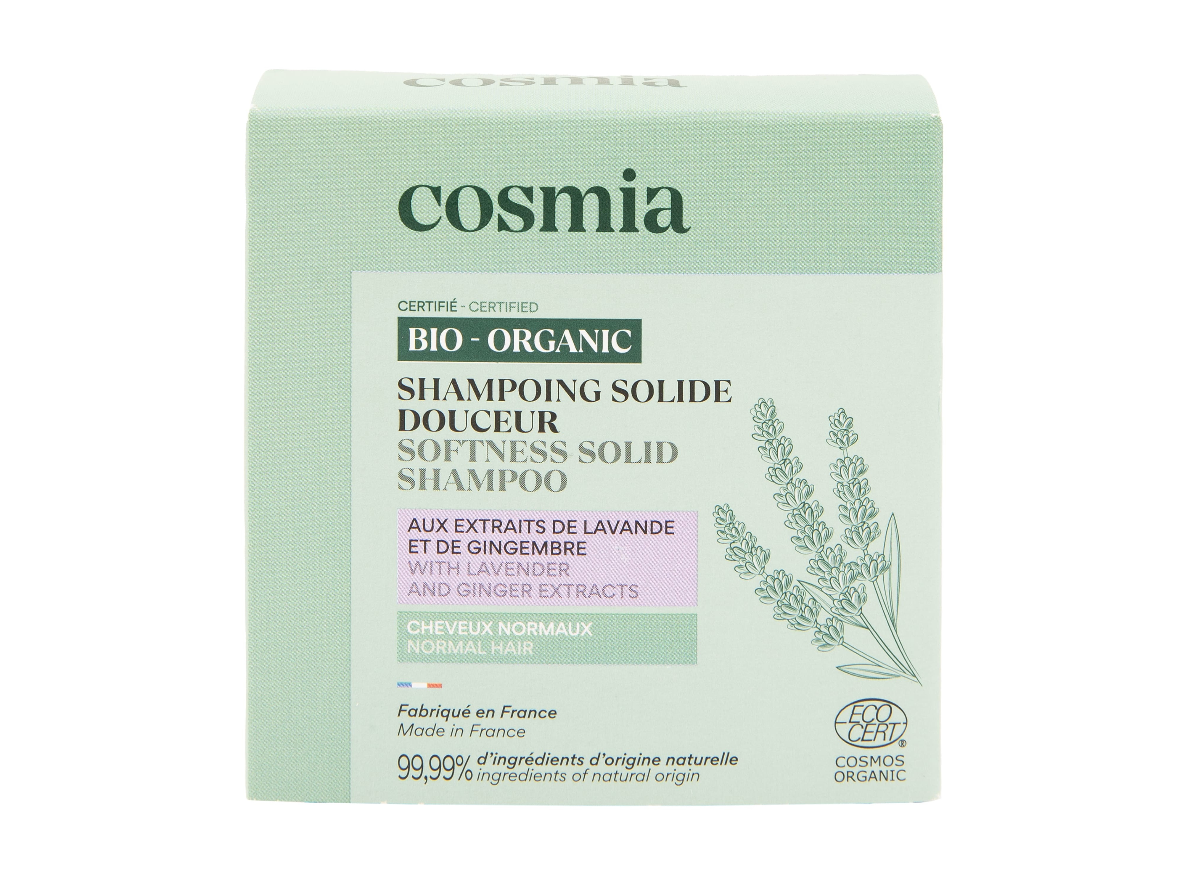 CHAMPÔ SÓLIDO COSMIA BIO SUAVE LAVANDA E GENGIBRE 85G