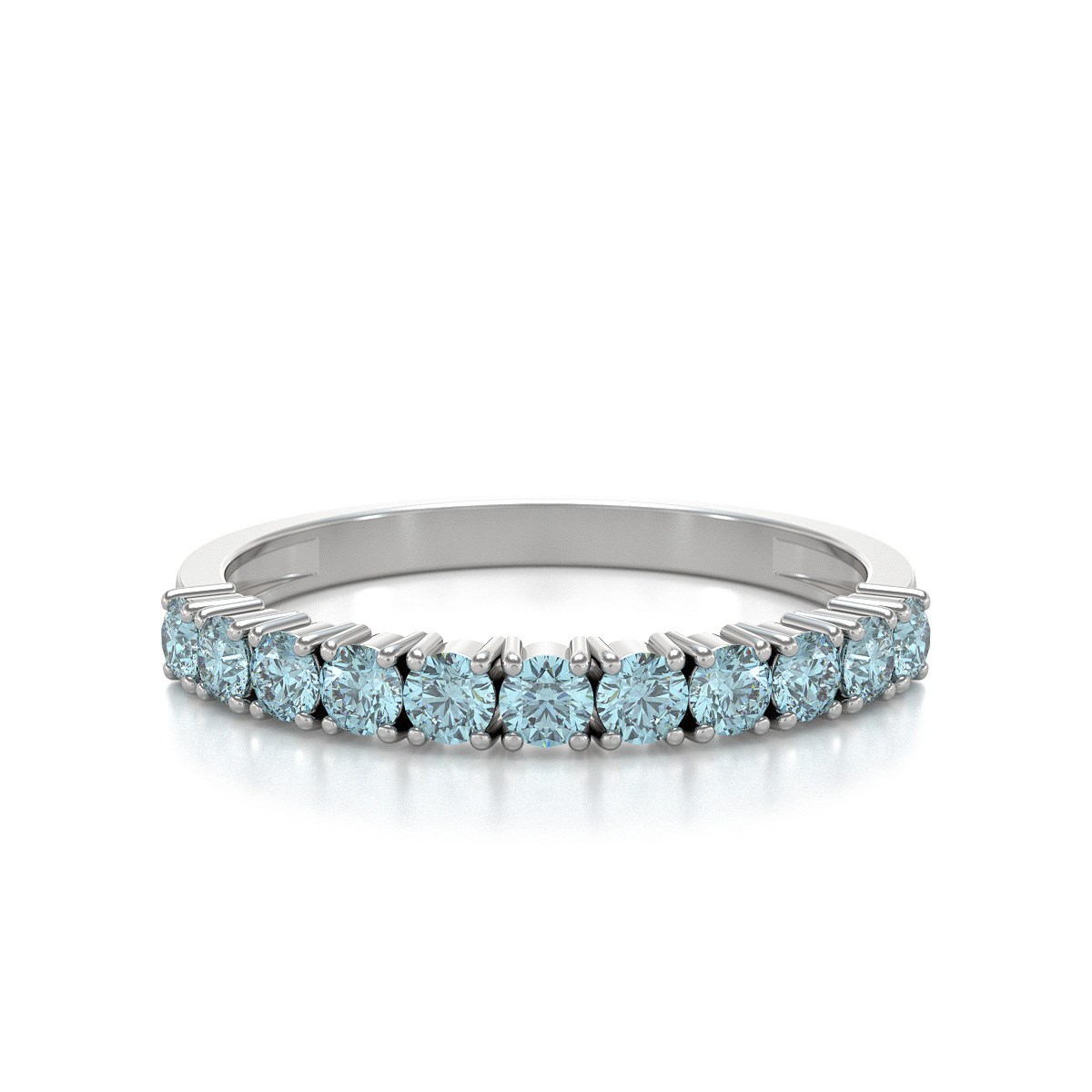 Bague ADEN Or 585 Blanc Aigue-Marine 1.64grs