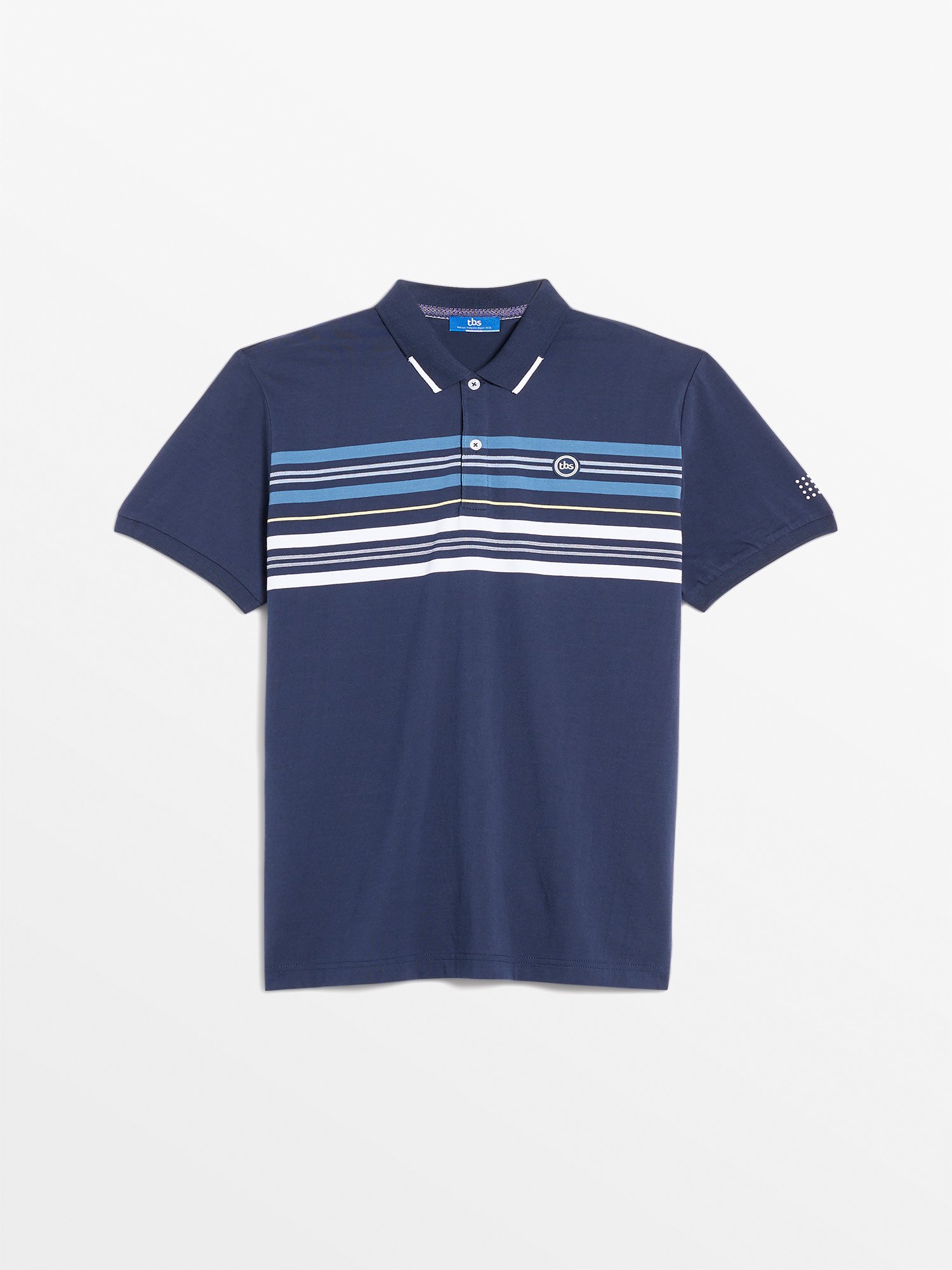 Polo Homme A Rayures Coton Marine