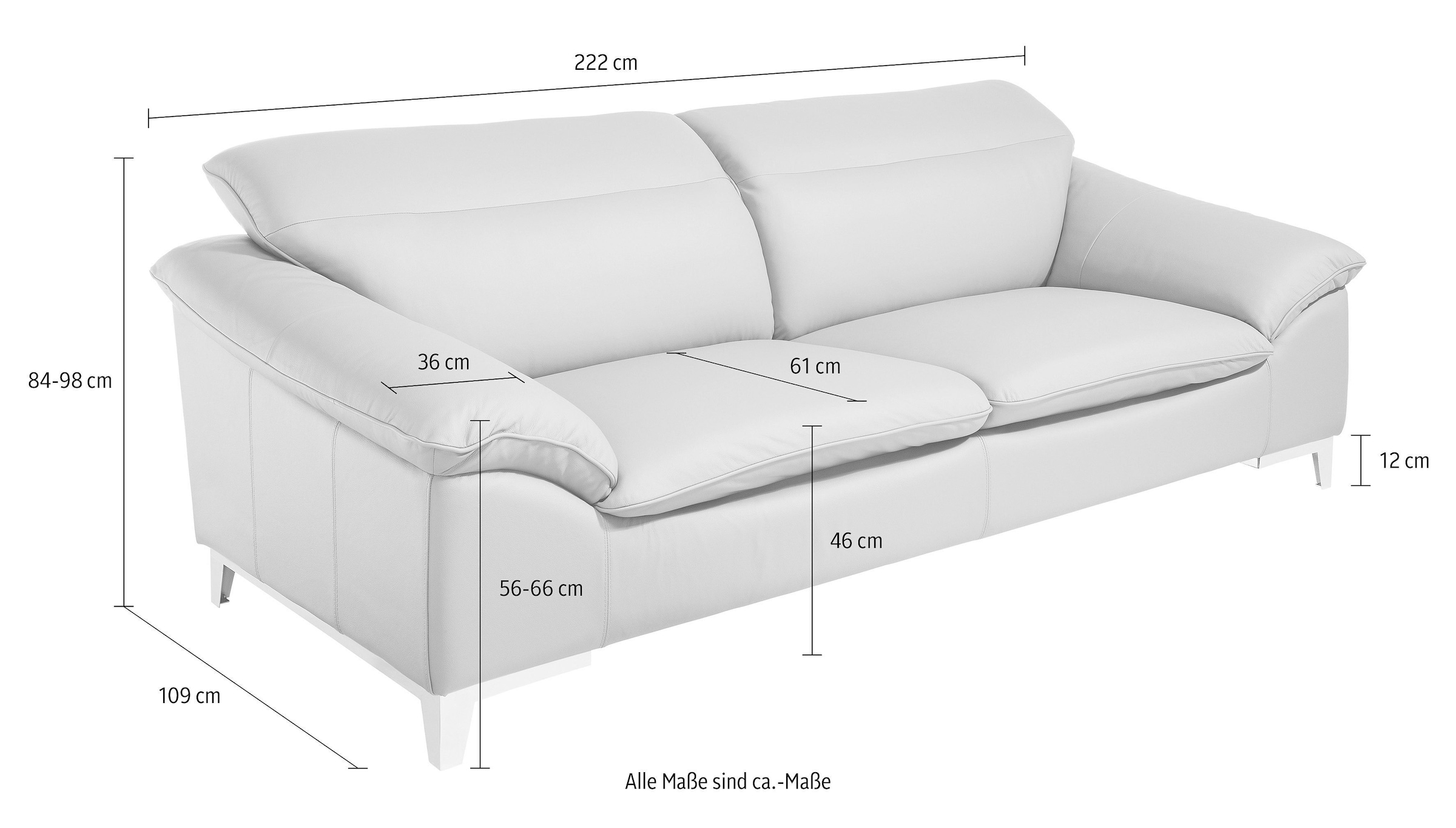 COTTA Polstergarnitur »Teresa« Set,  Set bestehend aus: 2-Sitzer mit Kopfteilverstellung & Hocker
