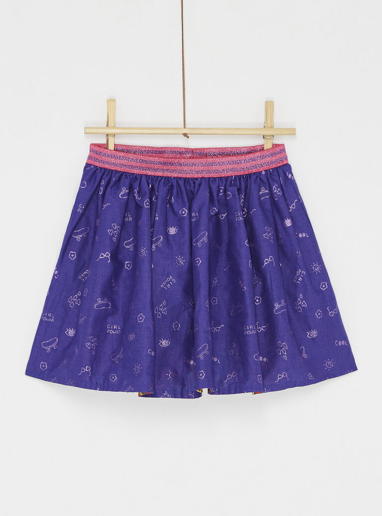 Jupe réversible imprimée bleu pour fille