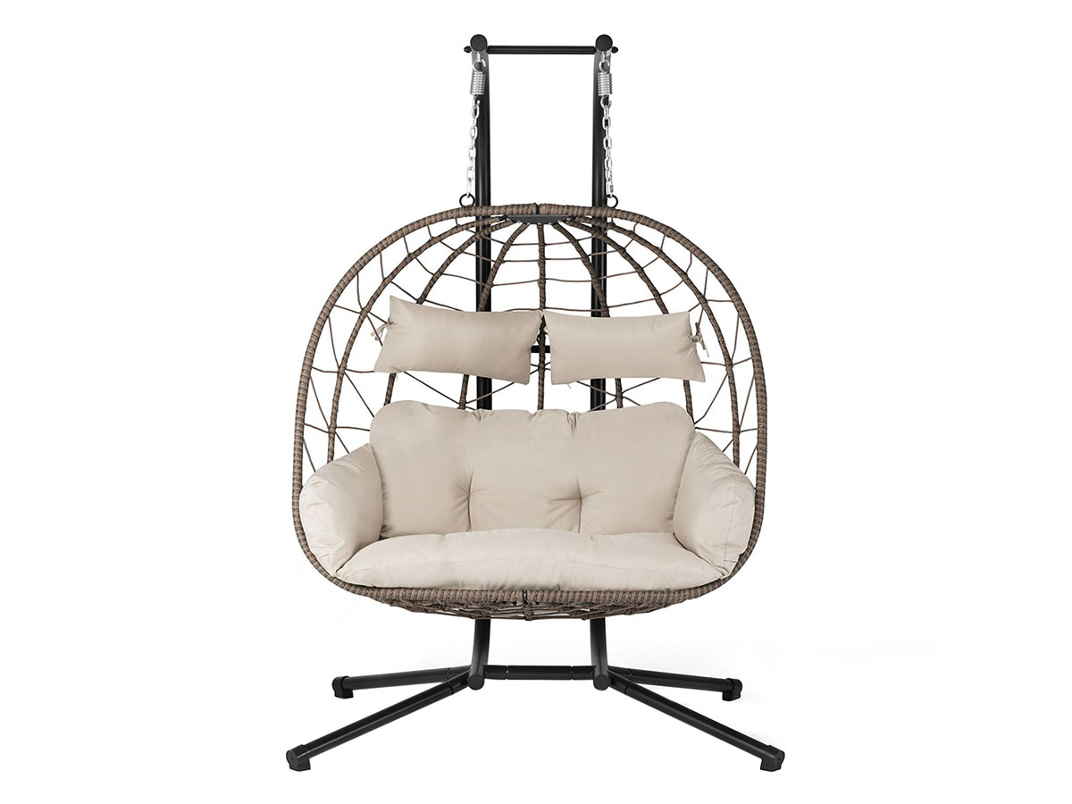Juskys Aria Polyrotan dubbele hangstoel- Beige