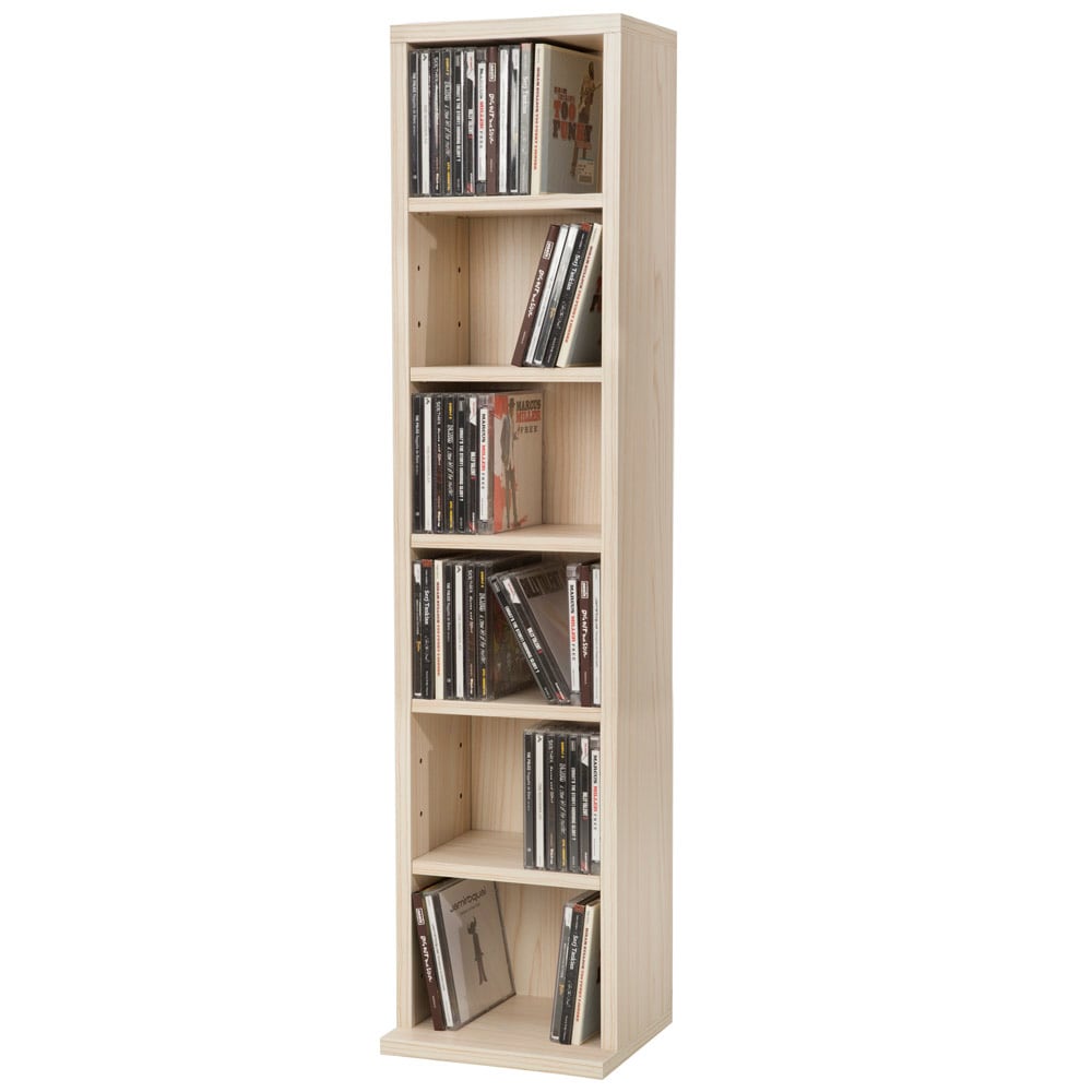 tectake® CD DVD Regal, in Holzoptik, höhenverstellbare und herausnehmbare Zwischenböden, 90 x 21 x 20 cm