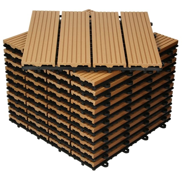 ECD Germany WPC terrassefliser 30x30 cm 11er besparelsessæt til 1m² teak i træ