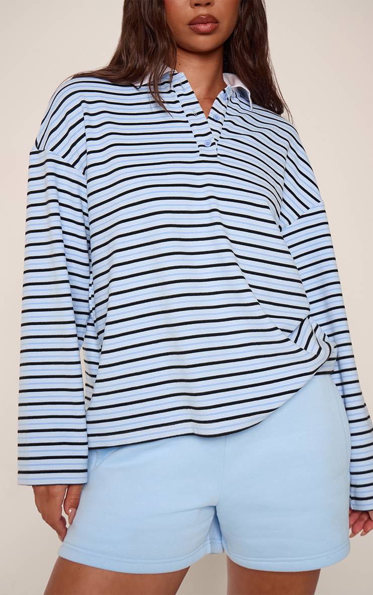 Bleu Clair Short En Molleton De Coton