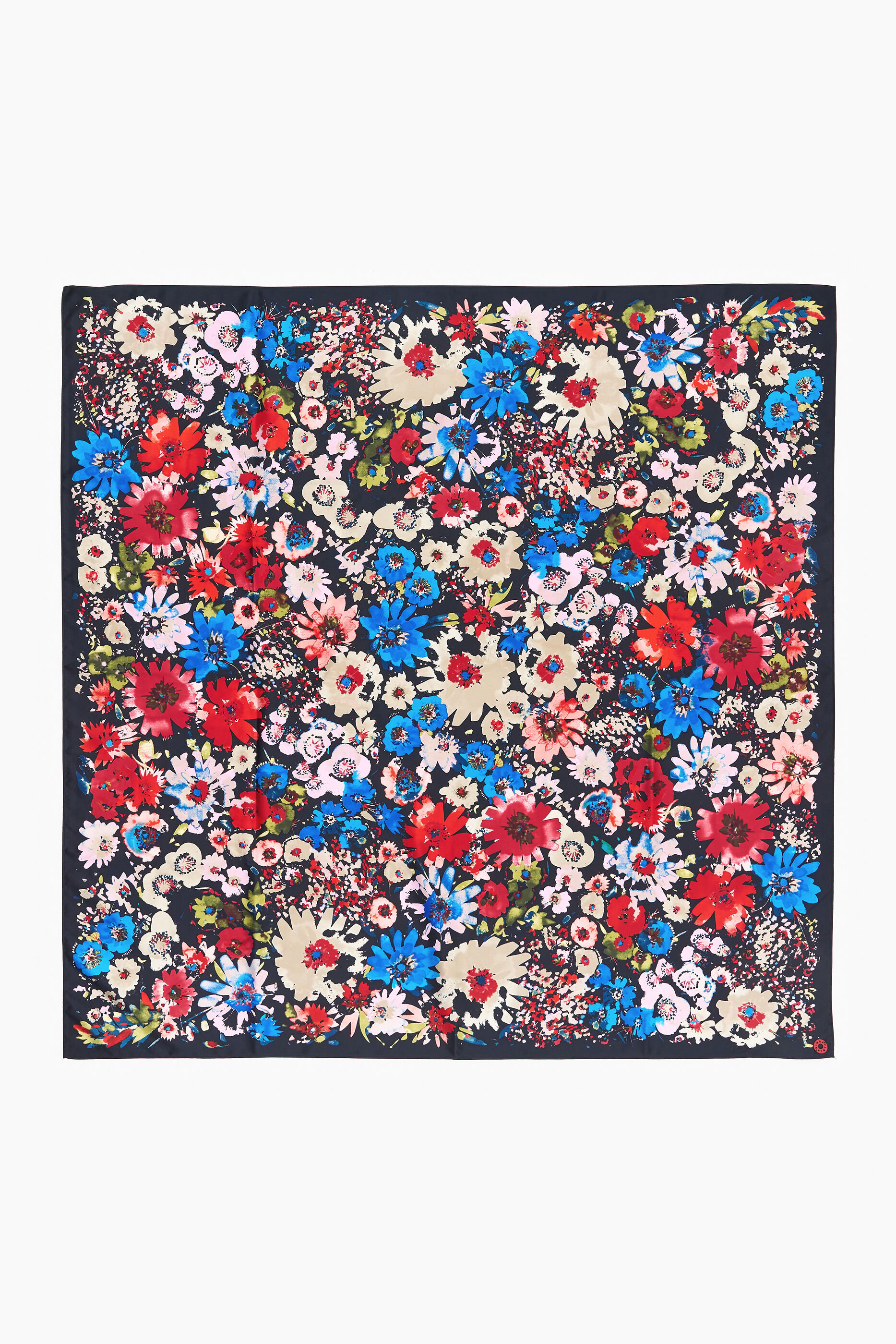 Lenço floral aquarelado preto