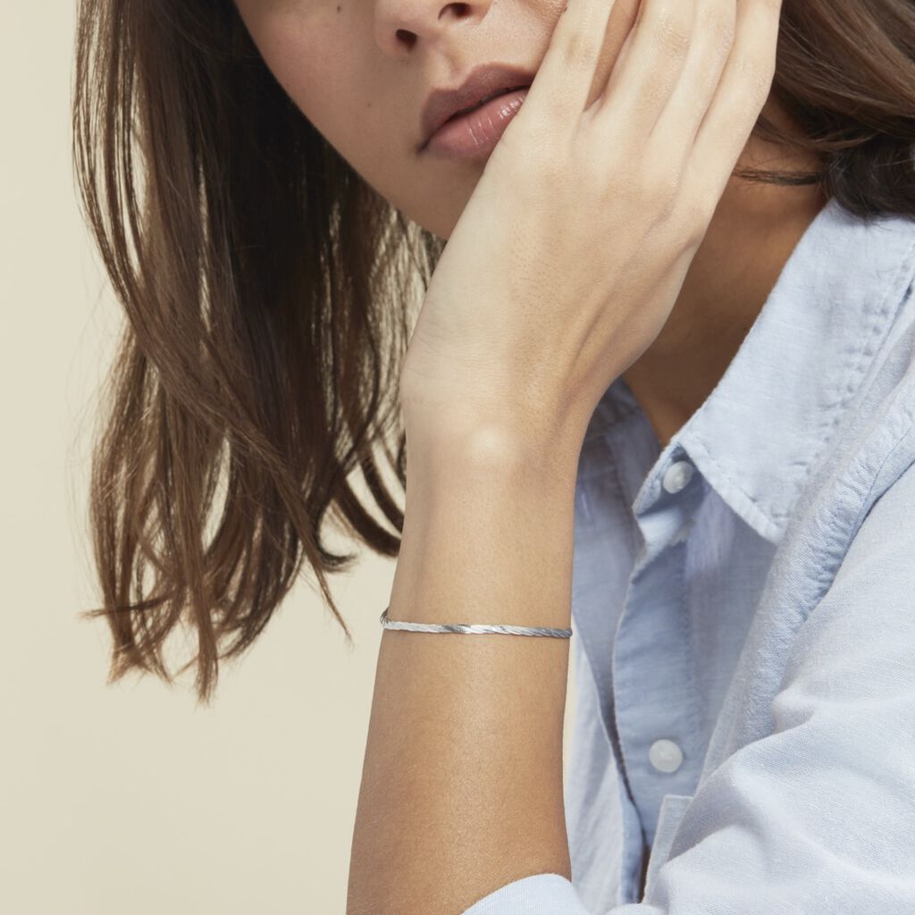 Bracelet 2 Fils Or Blanc