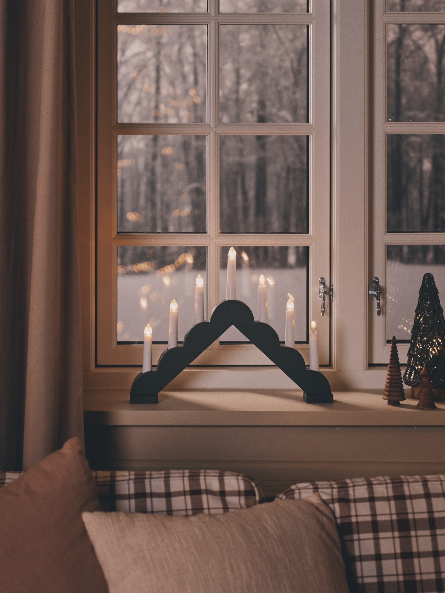 LED-lysbro | Fyrretræ. 37 x 29 cm. | Pine Green