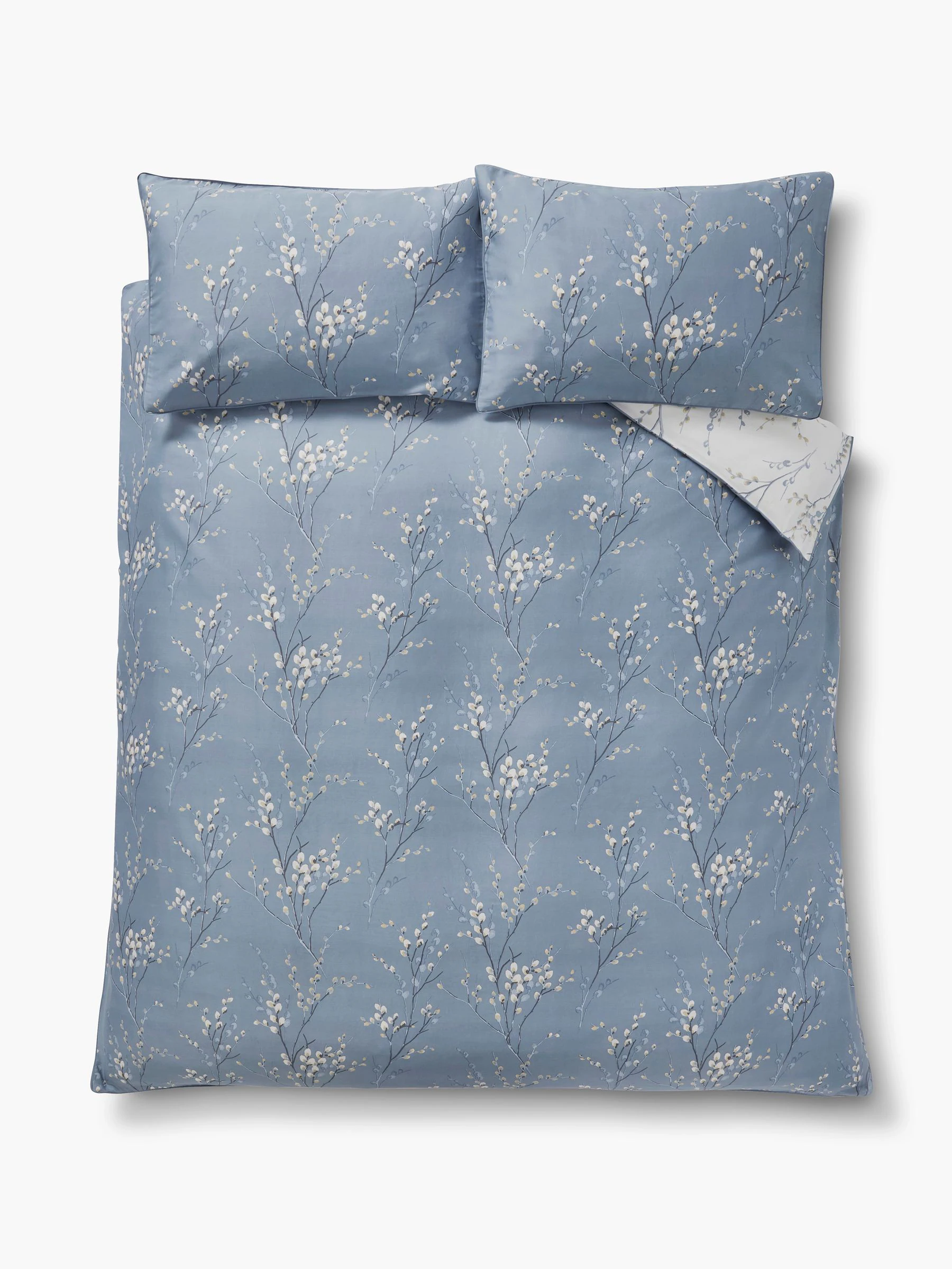 Laura Ashley 100% Cotton Sateen 200 Thread Count Pussy Willow Duvet Cover and Pillowcase Set
