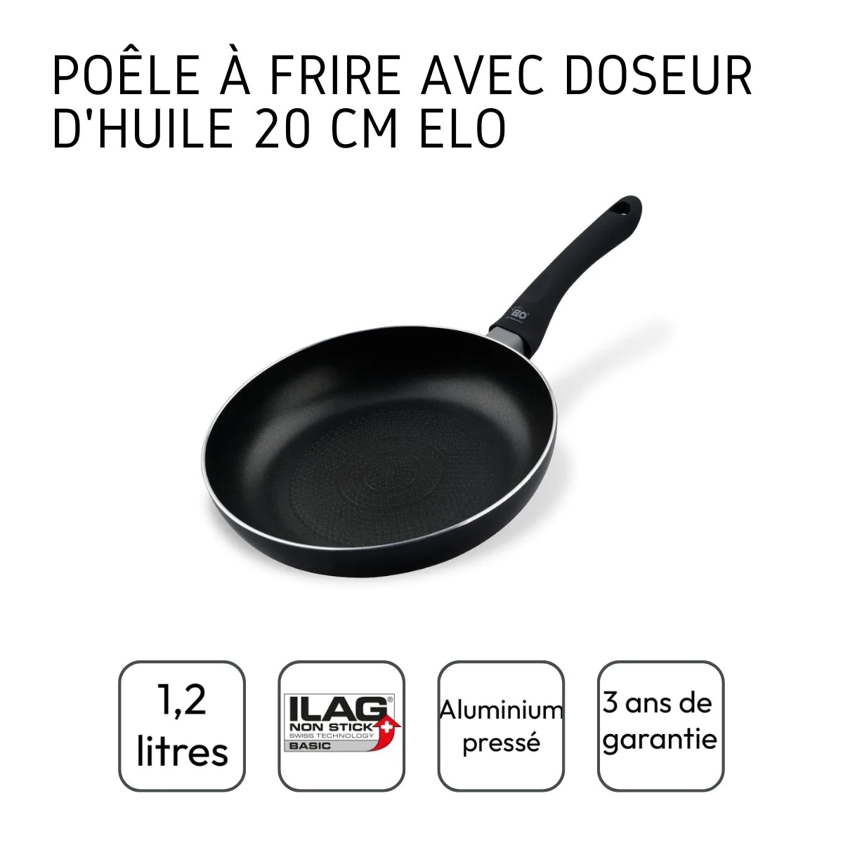 Poêle à frire 20 cm en aluminium pressé Smart Life Elo