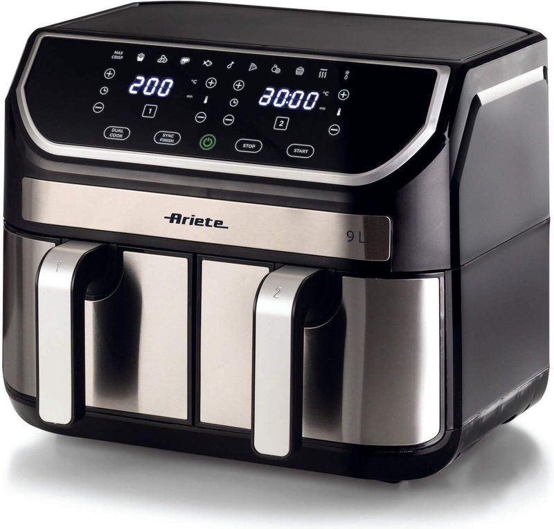 Ariete - Airfryer - Heteluchtfriteuse - Zwart, Zilver - Inhoud 9 L