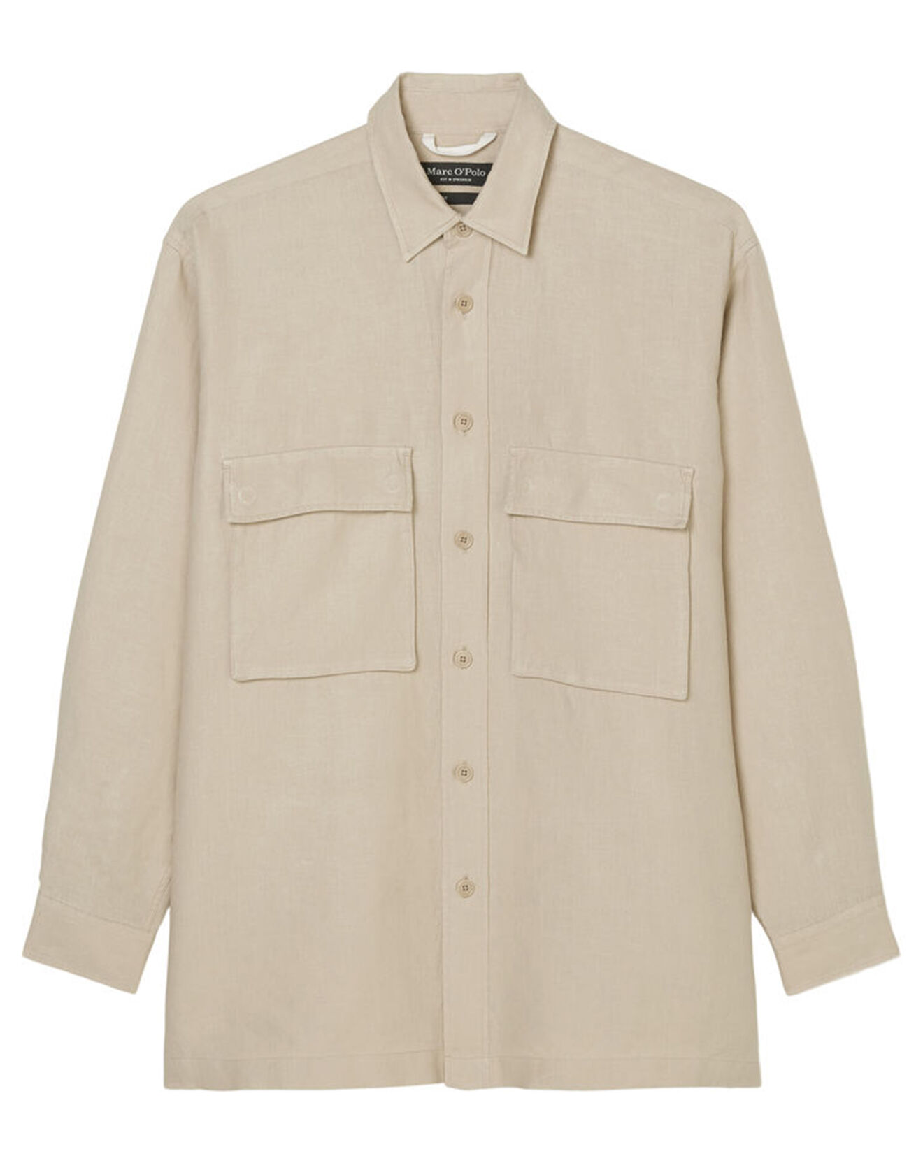 Marc O'Polo Surchemise 100% Lin manches longues Oversize West beige