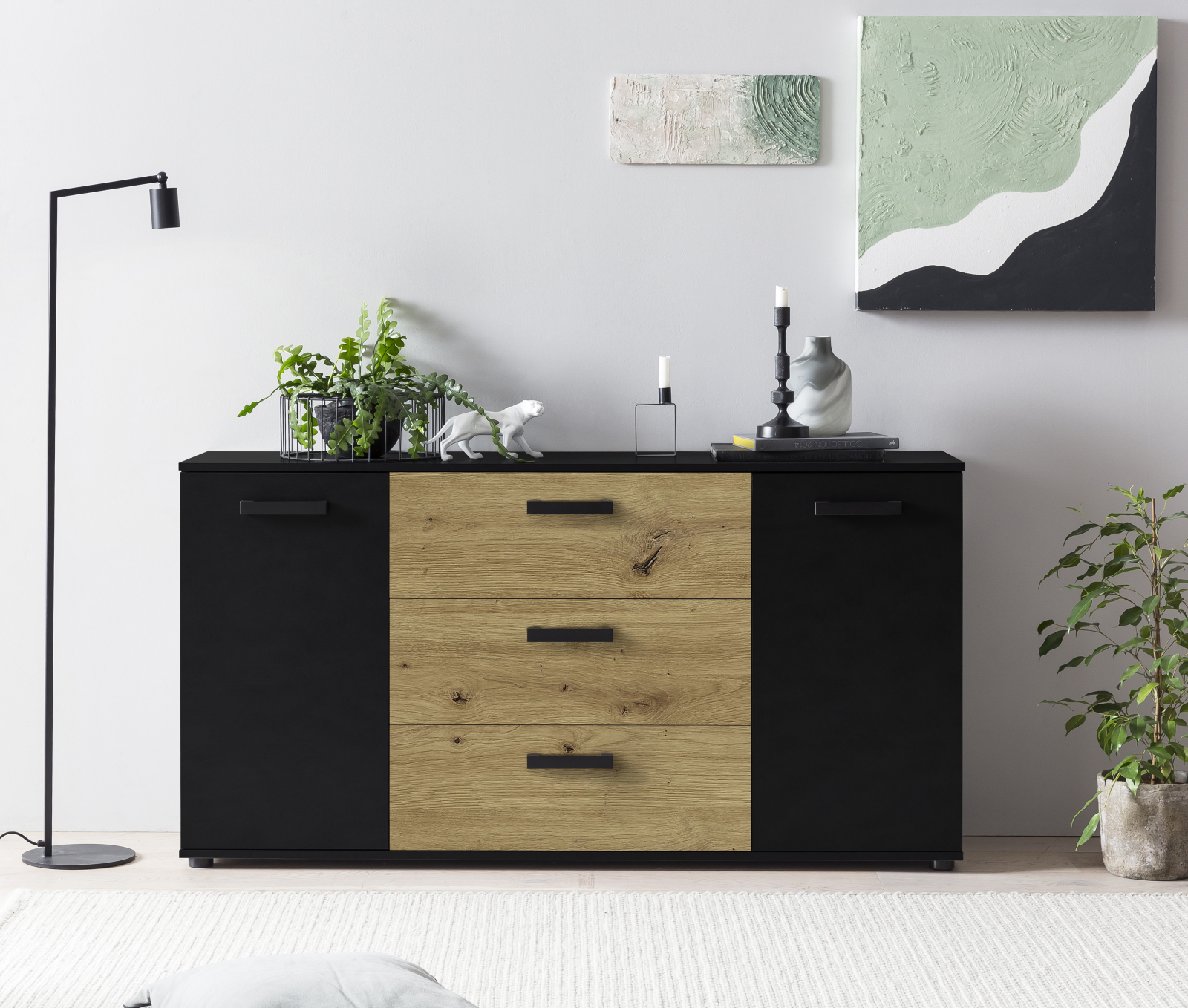 Sideboard DUO 084 - Artisan Eiche - schwarz - 150 cm