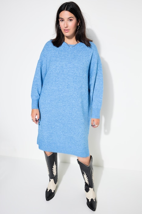 Strickkleid, oversized, Midikleid, Rundhals, Langarm