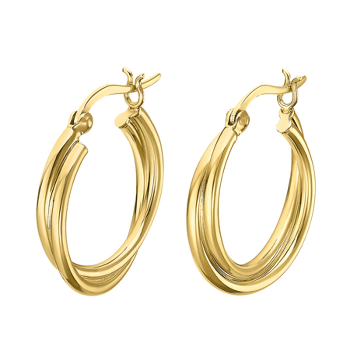 Boucles d'oreilles créoles Lotus Silver Double dorées