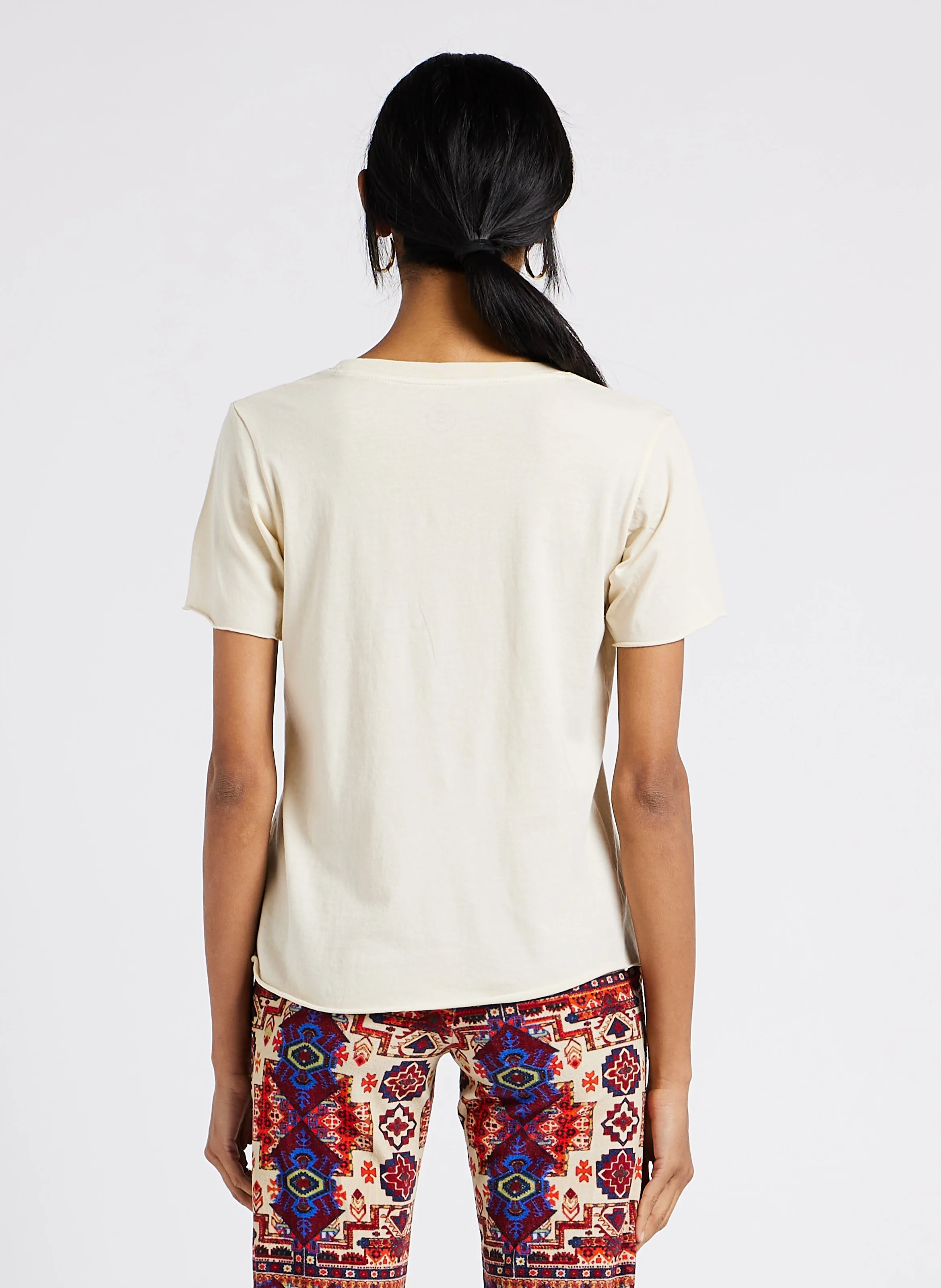 TIZIA - Tee-shirt droit col rond sérigraphié en coton bio | Blanc