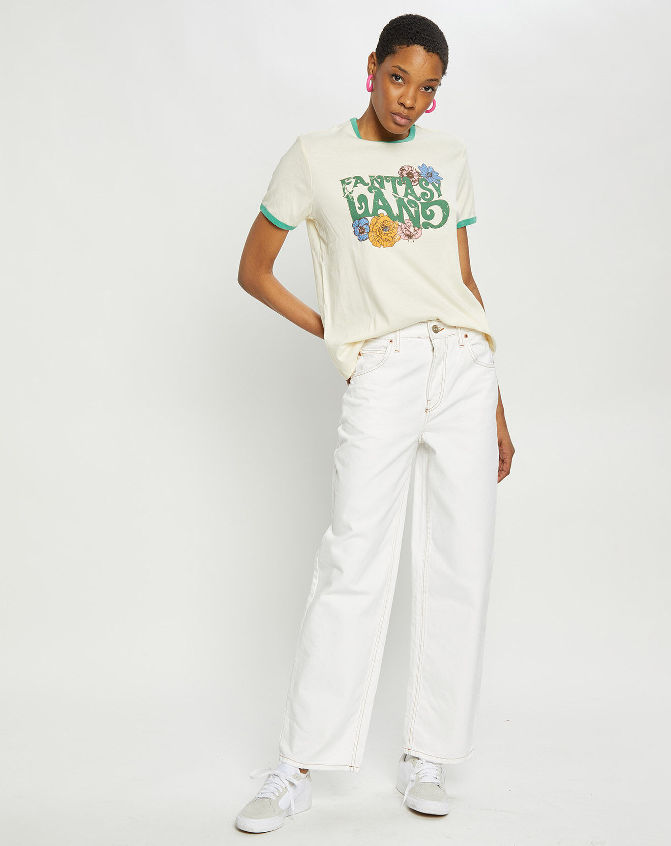 Urban Outfitters Jean boyfriend en Toile de Coton blanc