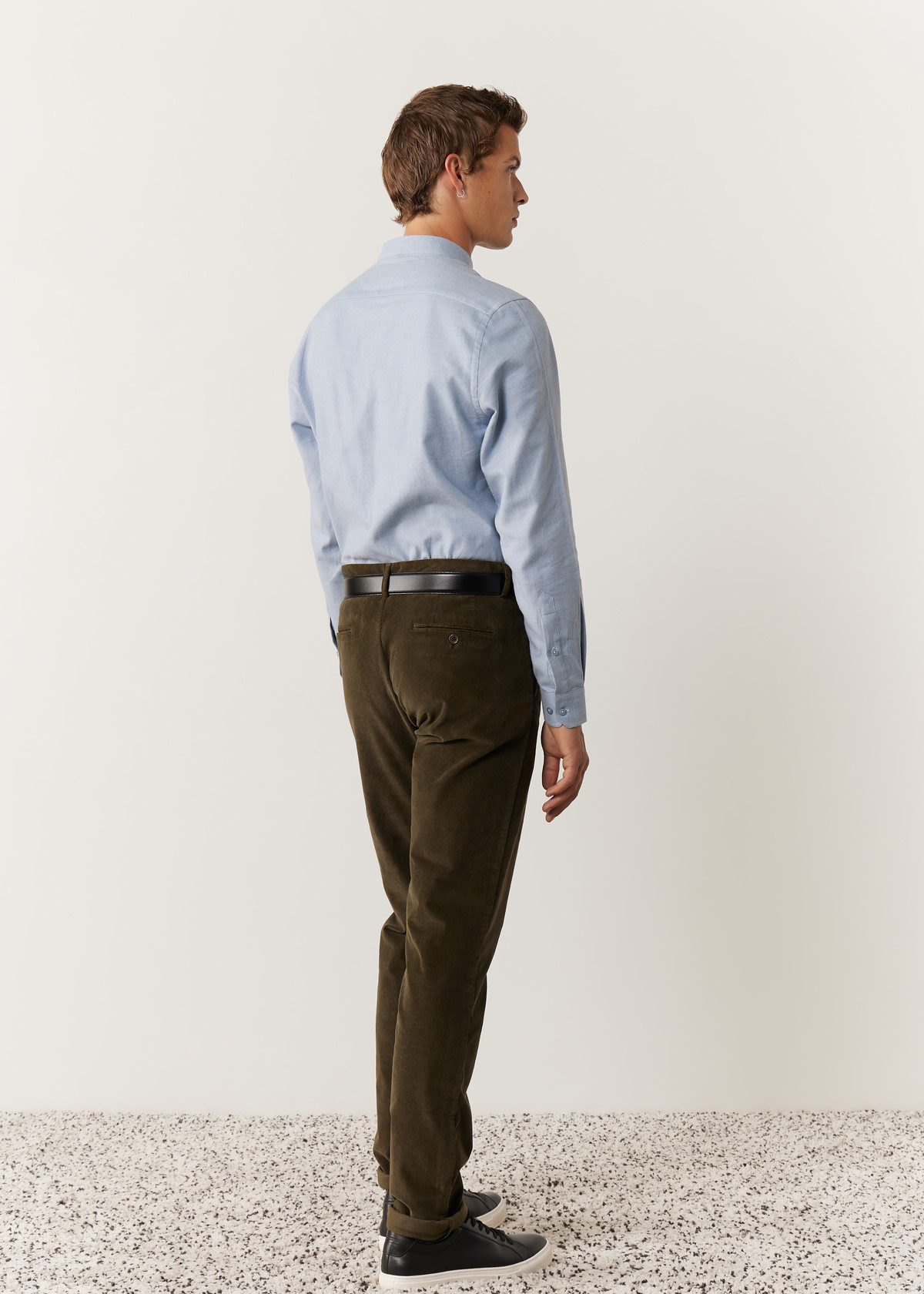 Chino slack skinny en velours côtelé uni kaki