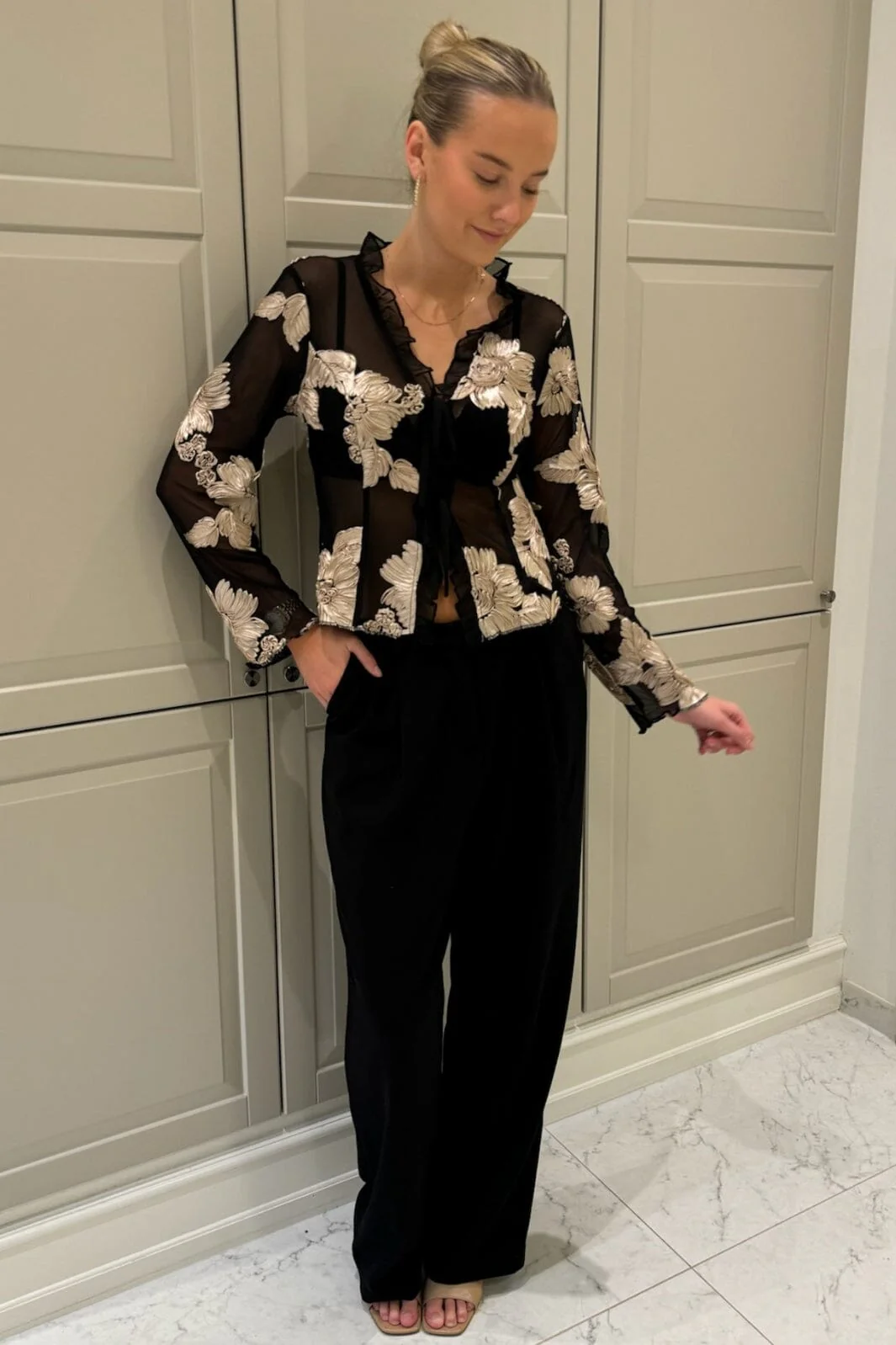 BYIC Marlyic Mesh Top A23779 bbf black beige flower