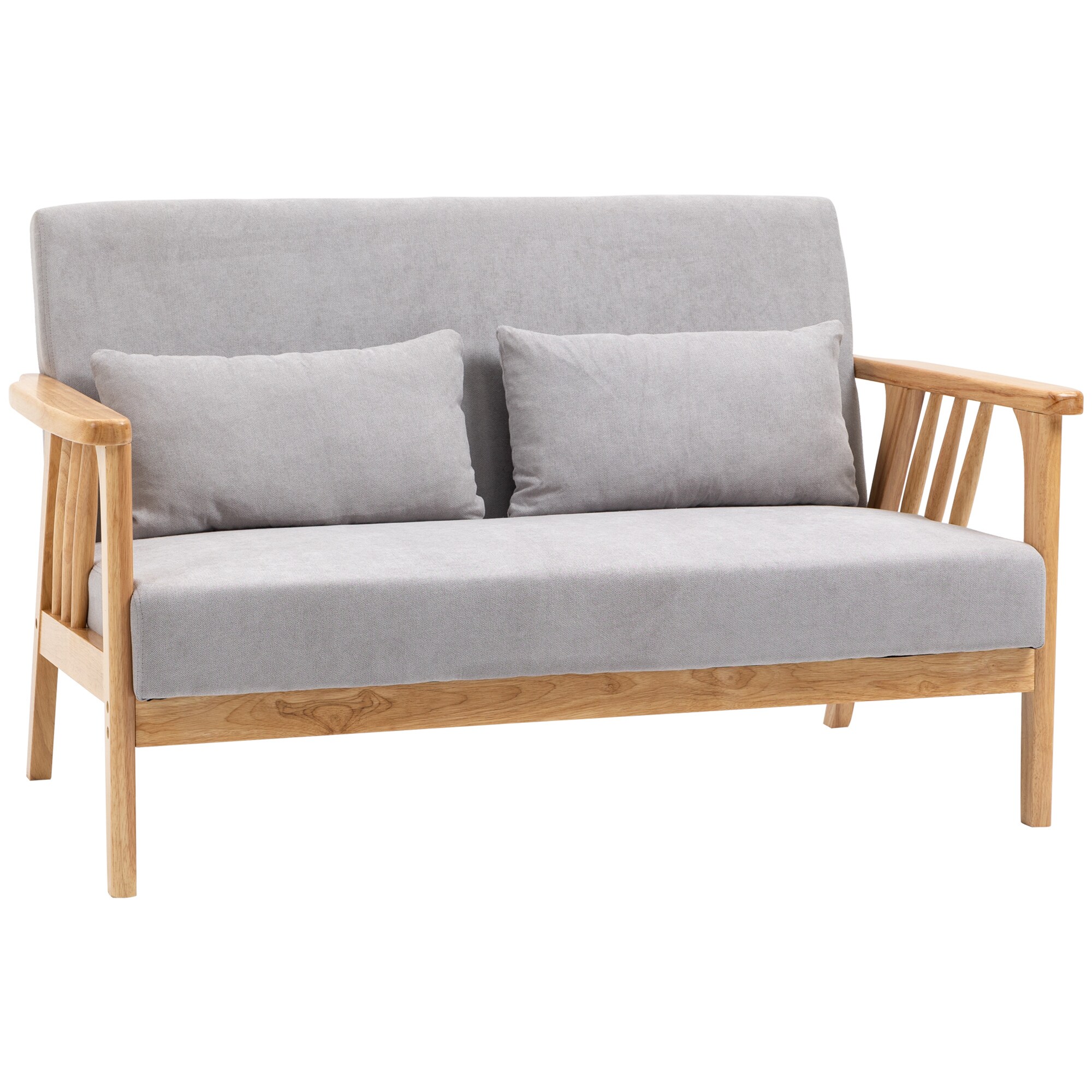HOMCOM 2er Polstersitzbank mit 2 Zierkissen grau 130L x 75B x 78H cm