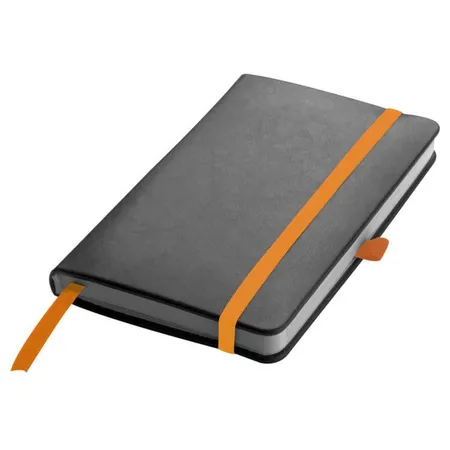 Macma Notizbuch mit orangem Lesebändchen, DIN A6, 160 linierte Seiten, schwarz