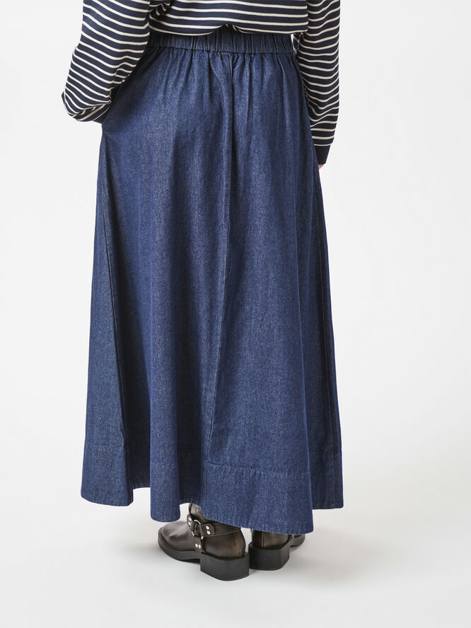 Neo Noir Yara Denim Long Skirt Dark blue