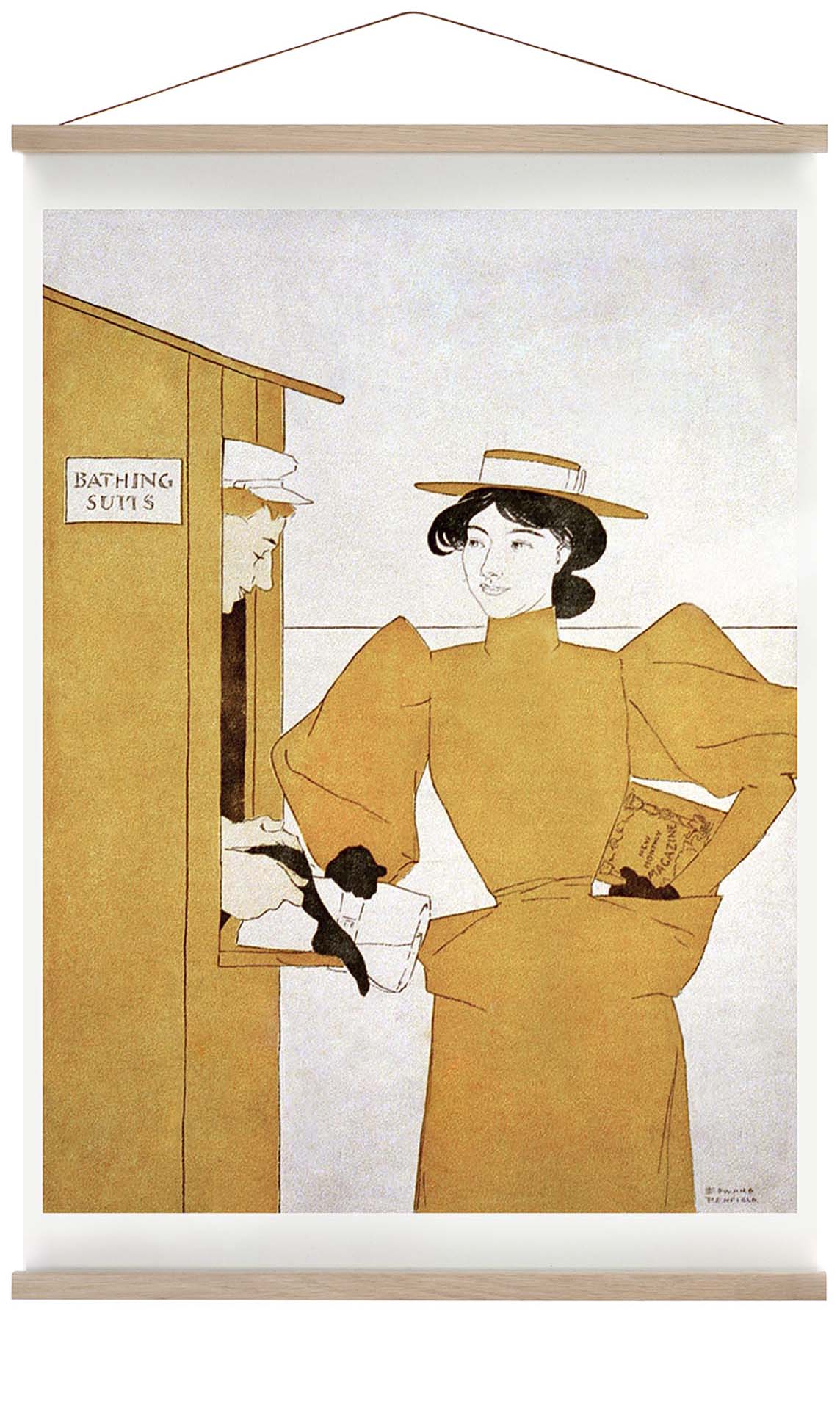 Frau, die Badeanzüge von Edward Penfield abholt