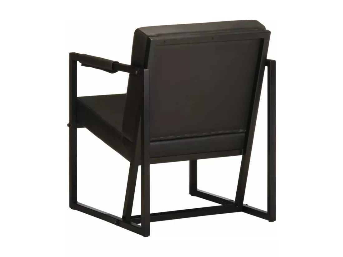Fauteuil noir cuir véritable