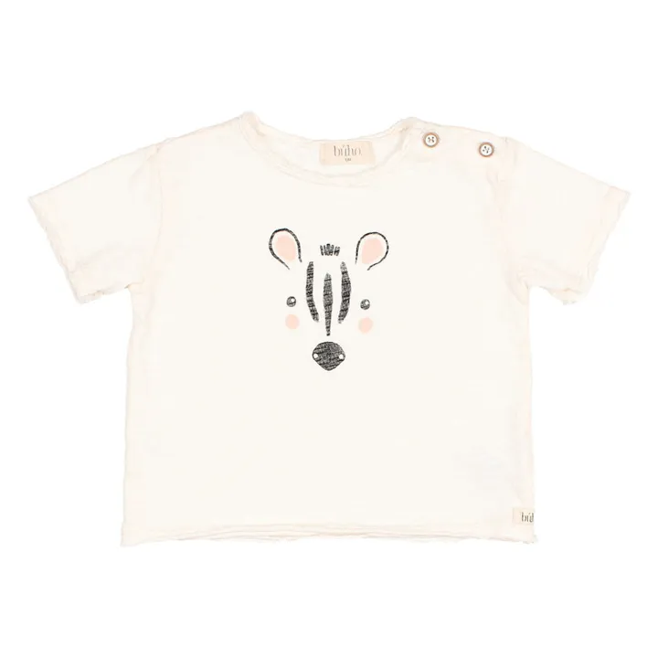 Búho T-shirt Zèbre Coton Flammé | Blanc