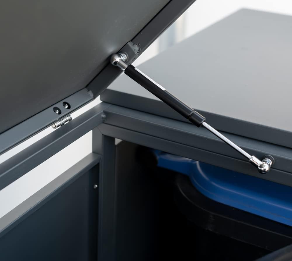 Westmann Metall Mülltonnenbox Kubus 6x240 L Anthrazit Mülltonnen Verkleidung mit Gasdruckfedern Pulverbeschichteter Stahl Wetterfest & langlebig Klappdeckel & Flügeltüren