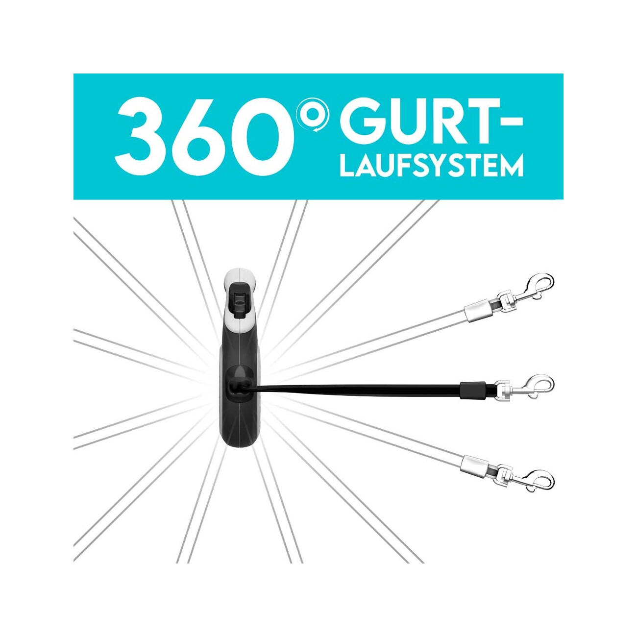 HUND IST KÖNIG Rollleine für Hunde | robuste Hundeleine für kleine & große Hunde | 15-50 kg schwarz/ weiß S