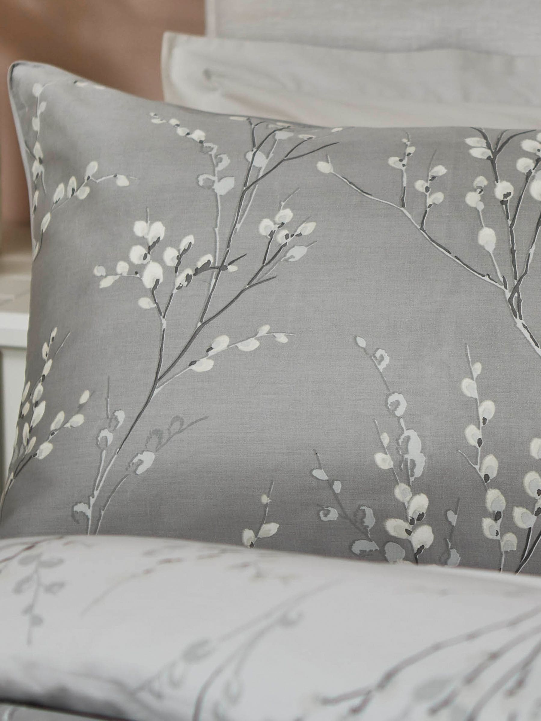 Laura Ashley 100% Cotton Sateen 200 Thread Count Pussy Willow Duvet Cover and Pillowcase Set