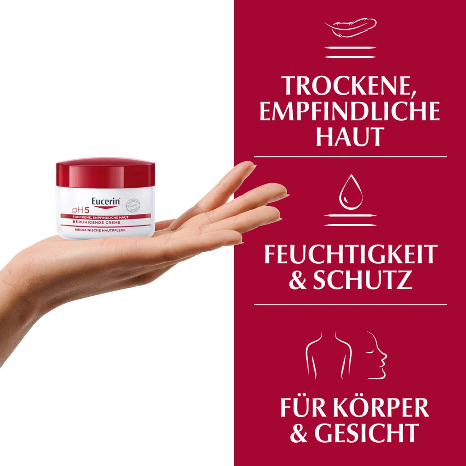 Eucerin® pH5 Creme – Beruhigende Hautpflege für strapazierte Haut, spendet 24h intensive Feuchtigkeit - Jetzt 3€ sparen mit Code 