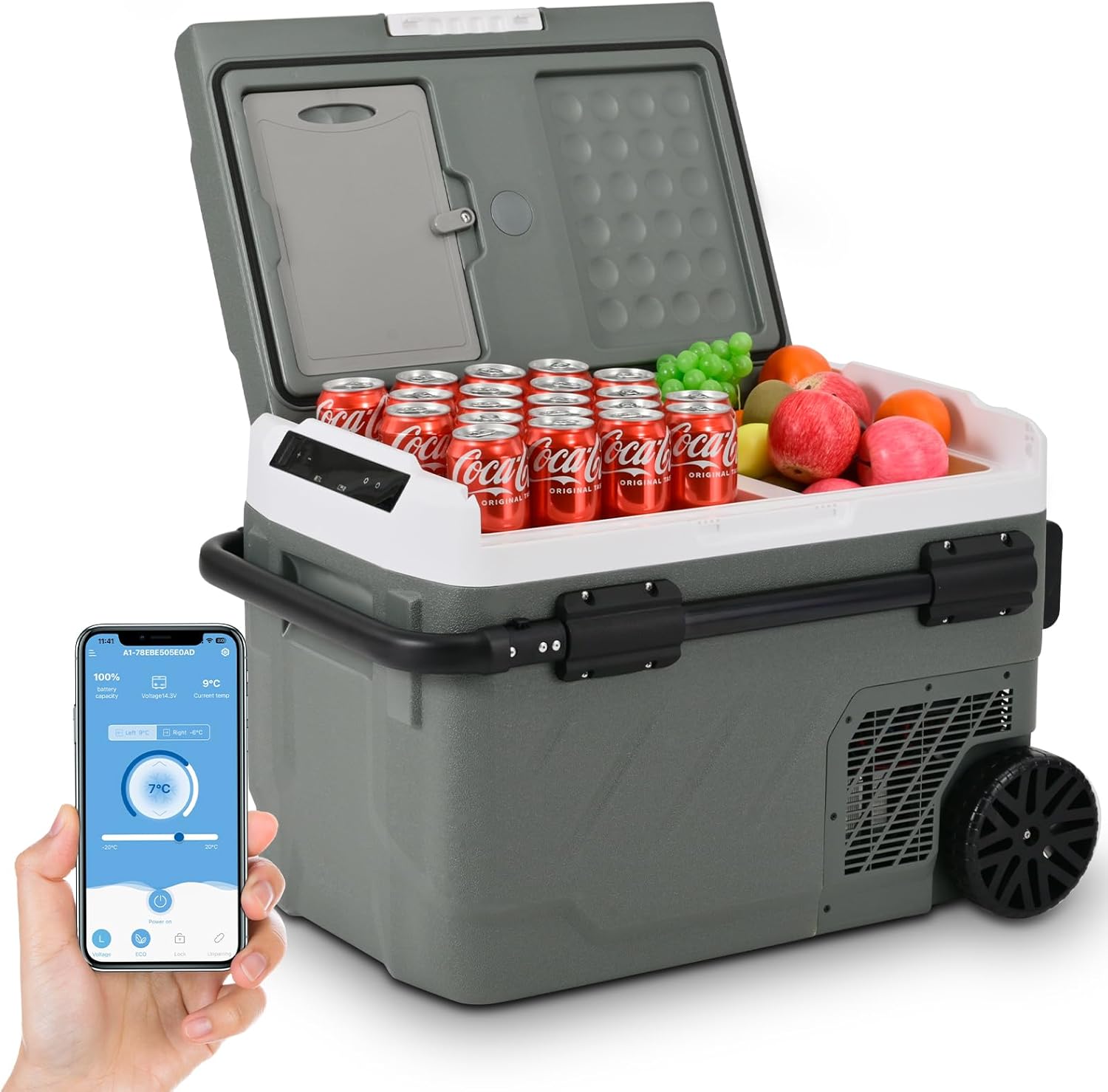 Alpicool 40L Kompressor Kühlbox Dual Zone, Kühlschrank für Auto Mit APP-Steuerung, Kühlbox 12V 230V Kompressor für Auto, Camping, Fahrten, Angeln, Lkw, Reisemobil, Boot, -20℃-20℃