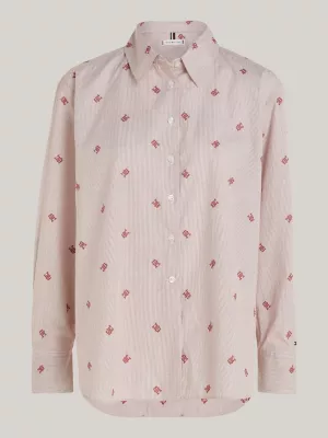 Camisa oversized listrada Curve TH Monogram Ithaca