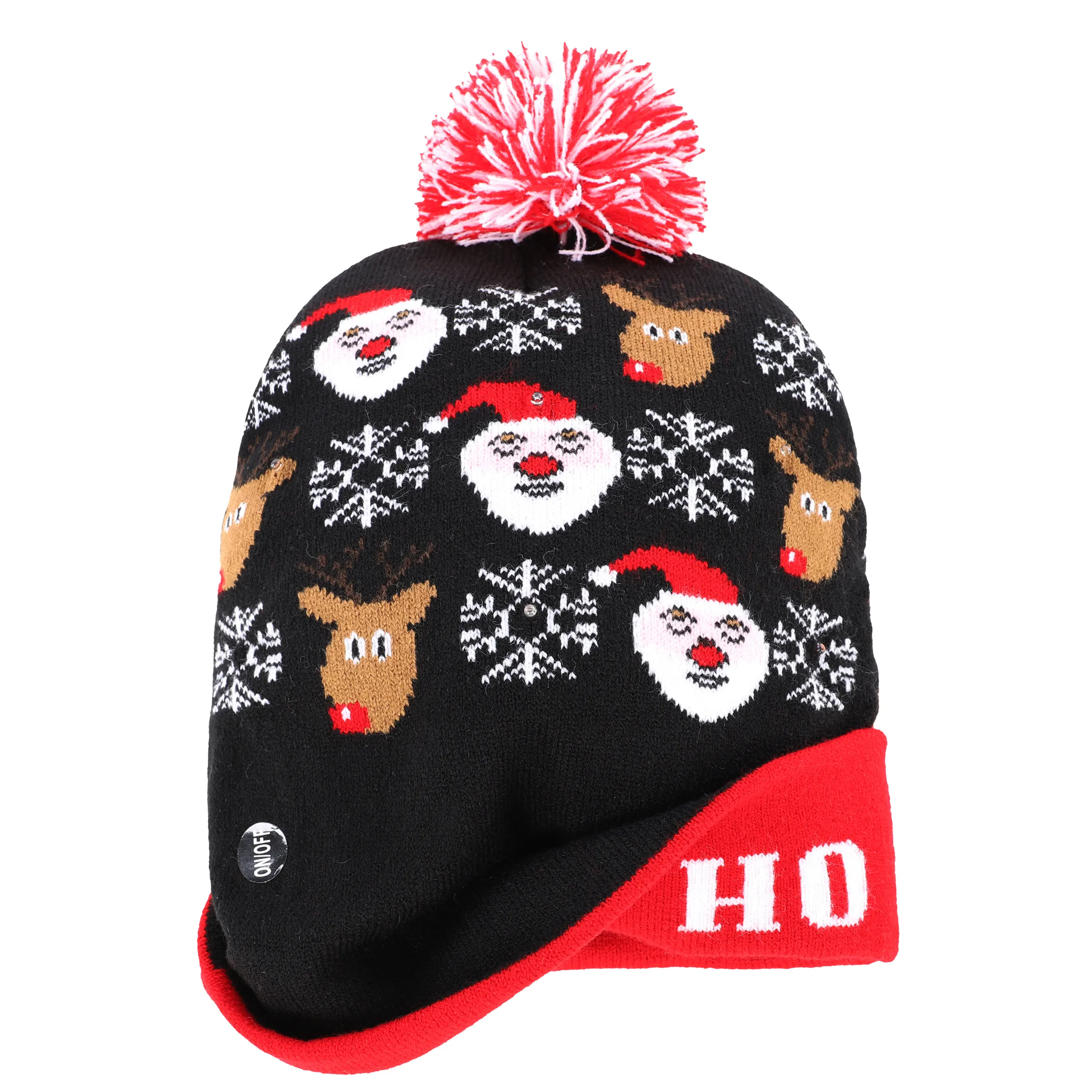 Mütze im weihnachtlichen Stil mit Bommel