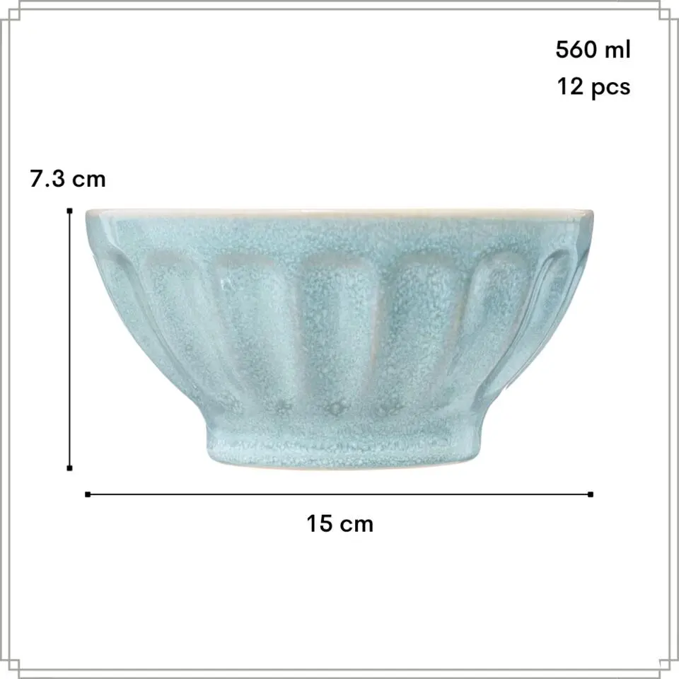 OTIX Soepkommen Zonder Oor Set van 12 Schaaltjes 560ml Licht Blauw ELM